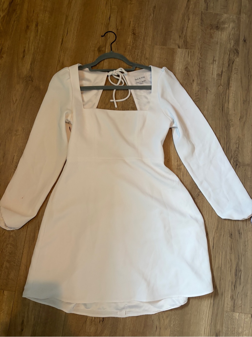 Park & Fifth White Long Sleeve Square Neck Mini Dress